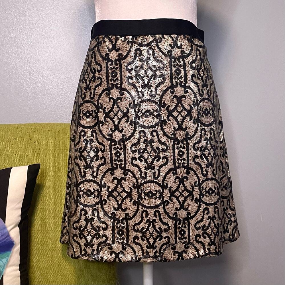 Max Studio Bronze Black Sequined Mini Skirt